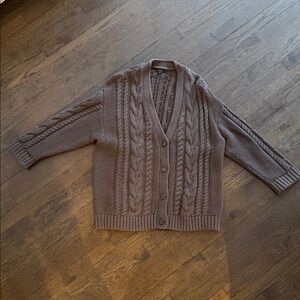 Quince Dark Brown Cable Knit Sweater